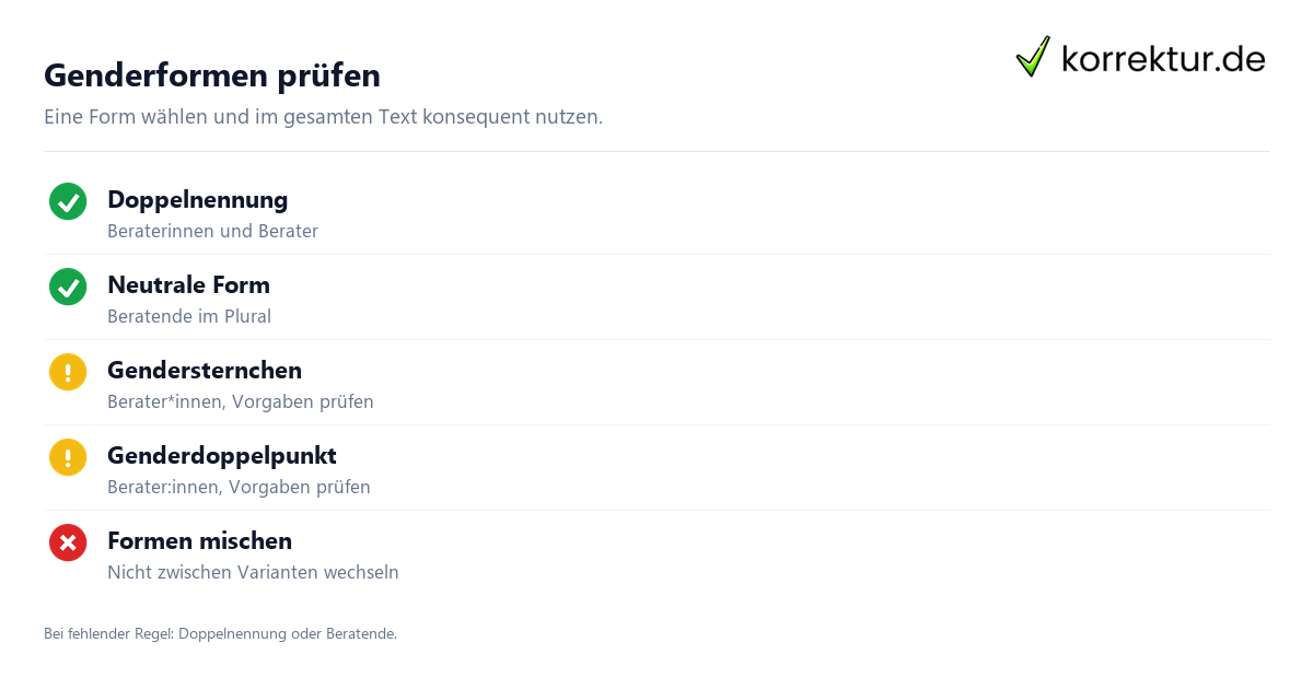 Berater richtig gendern Gendern Berater: Checkliste für wissenschaftliche Arbeiten