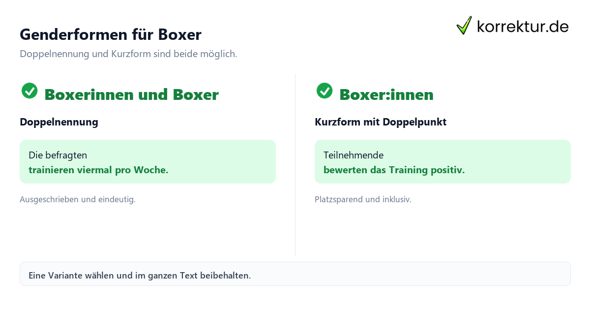 Gendern Boxer: anerkannte Formen im Überblick
