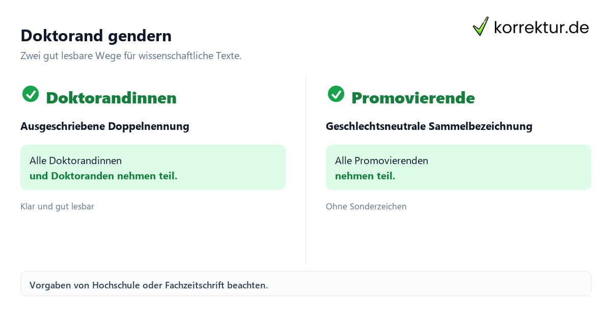 Gendern Doktorand: Doktorandinnen und Doktoranden gegenüber Promovierende