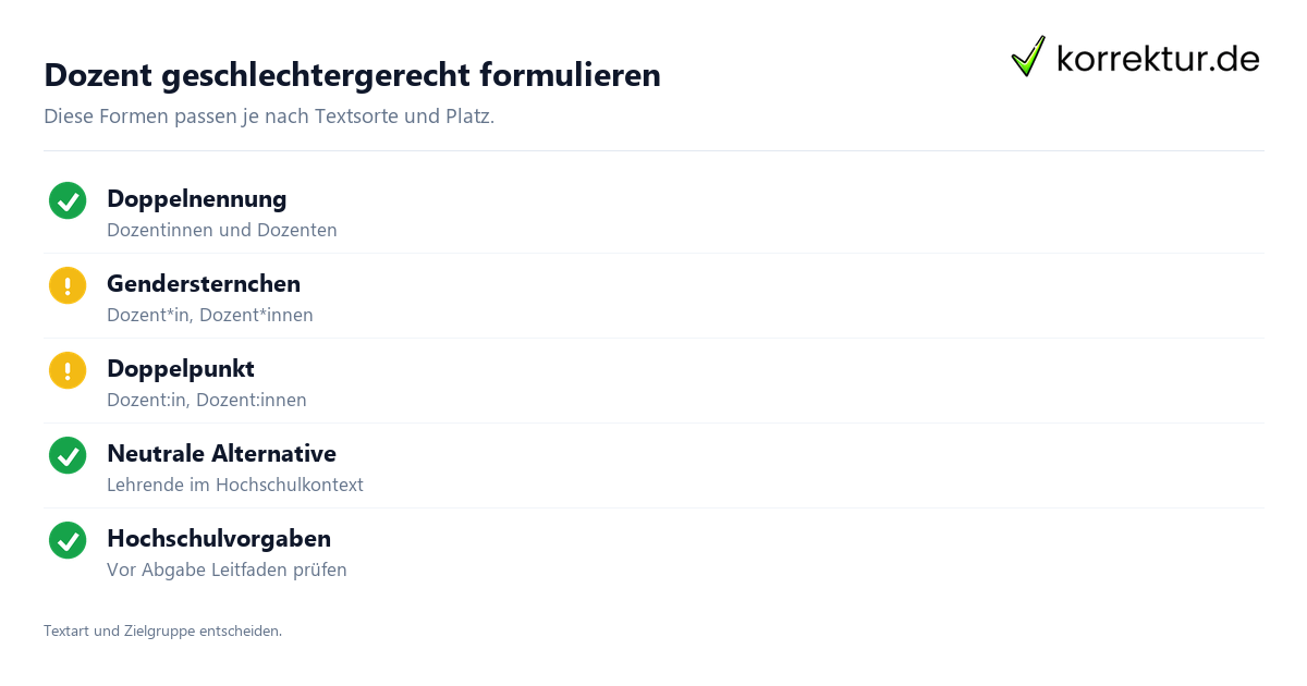 Dozent geschlechtergerecht formulieren Gendern Dozent: Dozent*in, passende Formen im Überblick