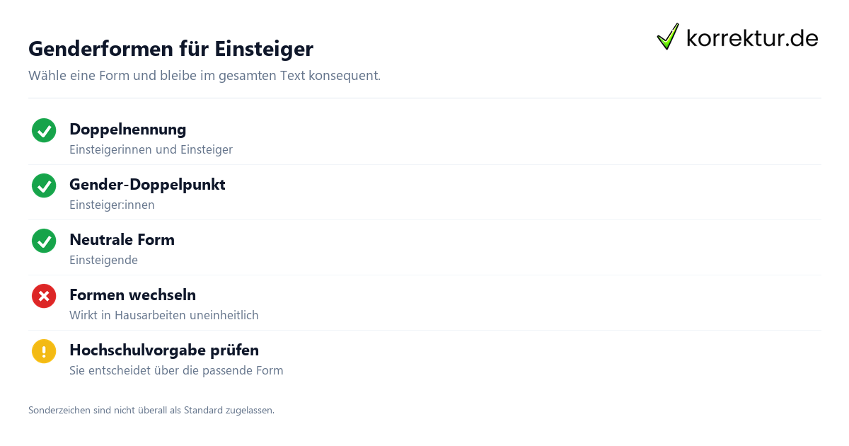 gendern Einsteiger: Formen für wissenschaftliche Arbeiten