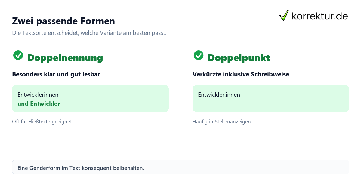 Schritt für Schritt gendern Entwickler: Schritte
