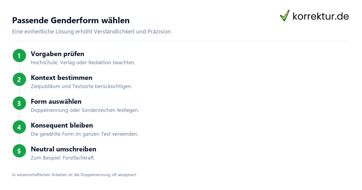 Schritt für Schritt gendern Förster: Schritte
