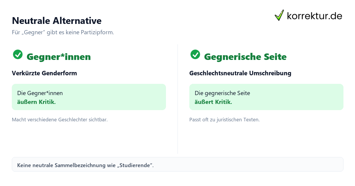 Neutrale Alternative Gendern Gegner: Gegner*innen und neutrale Alternative vergleichen