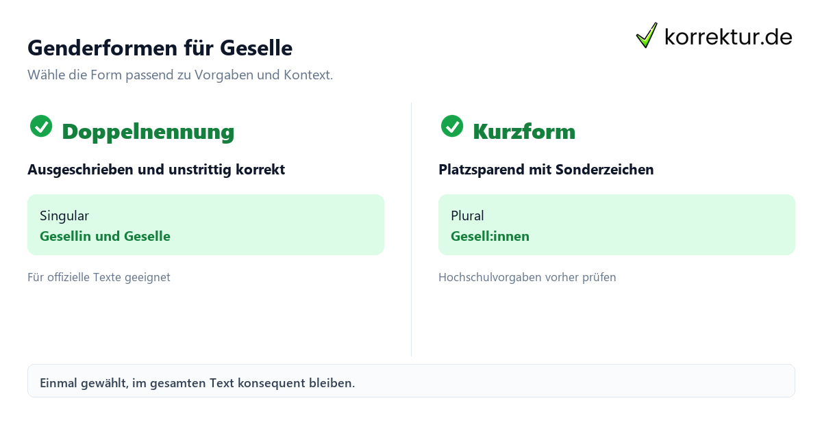Geselle richtig gendern gendern Geselle: Formen im Überblick