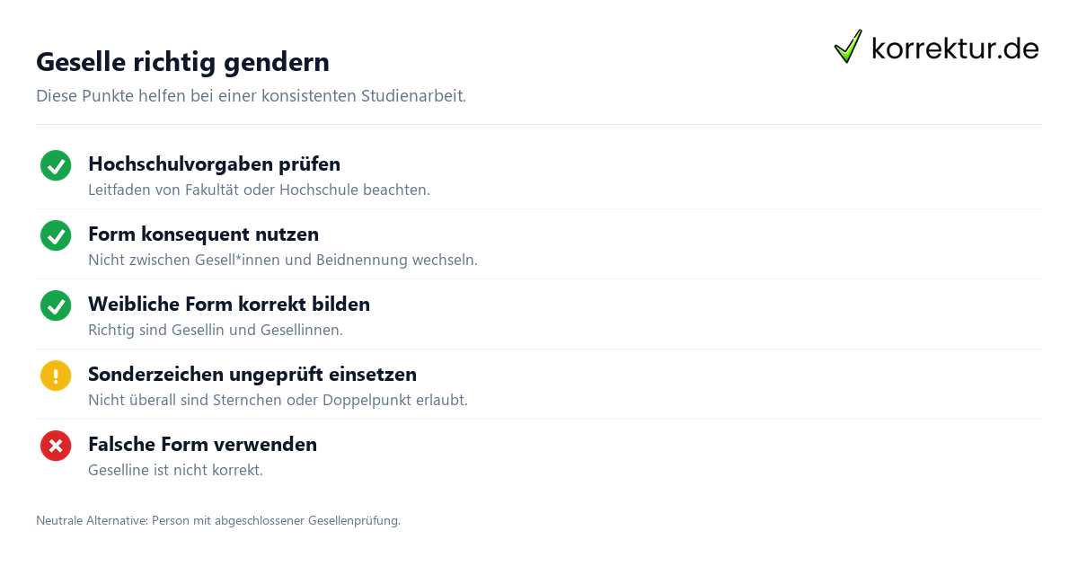 Gendern in 4 Schritten gendern Geselle in der wissenschaftlichen Arbeit