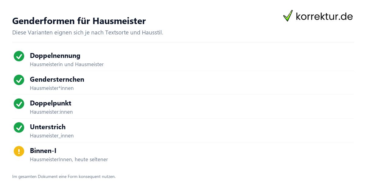 gendern Hausmeister: Überblick