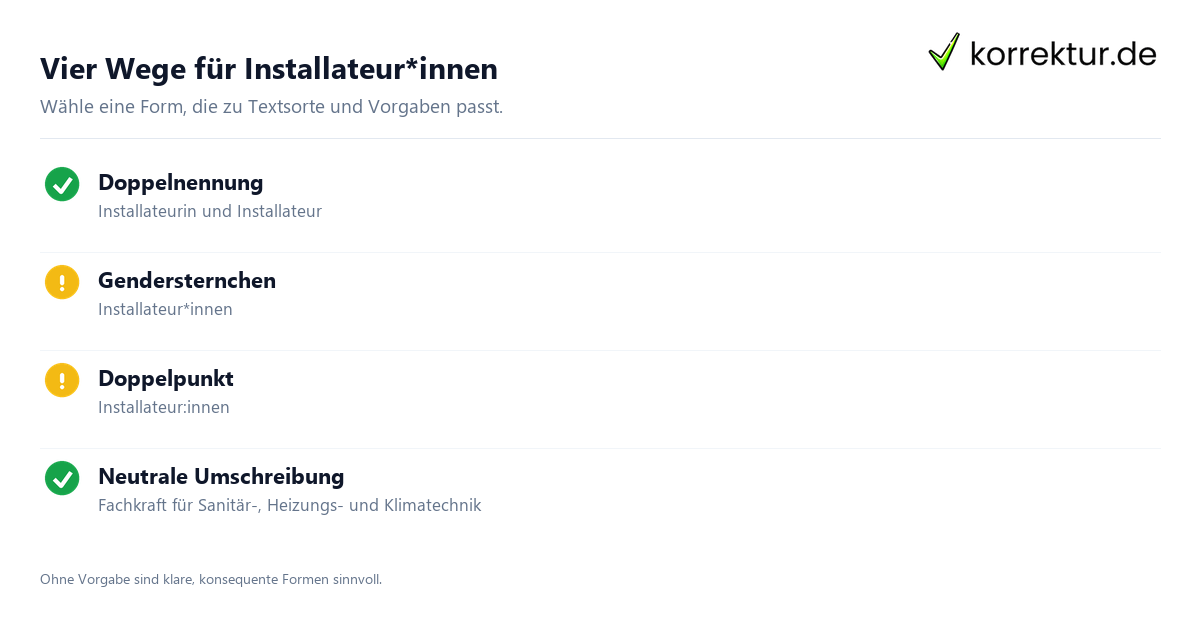 gendern Installateur gendern Installateur: Überblick