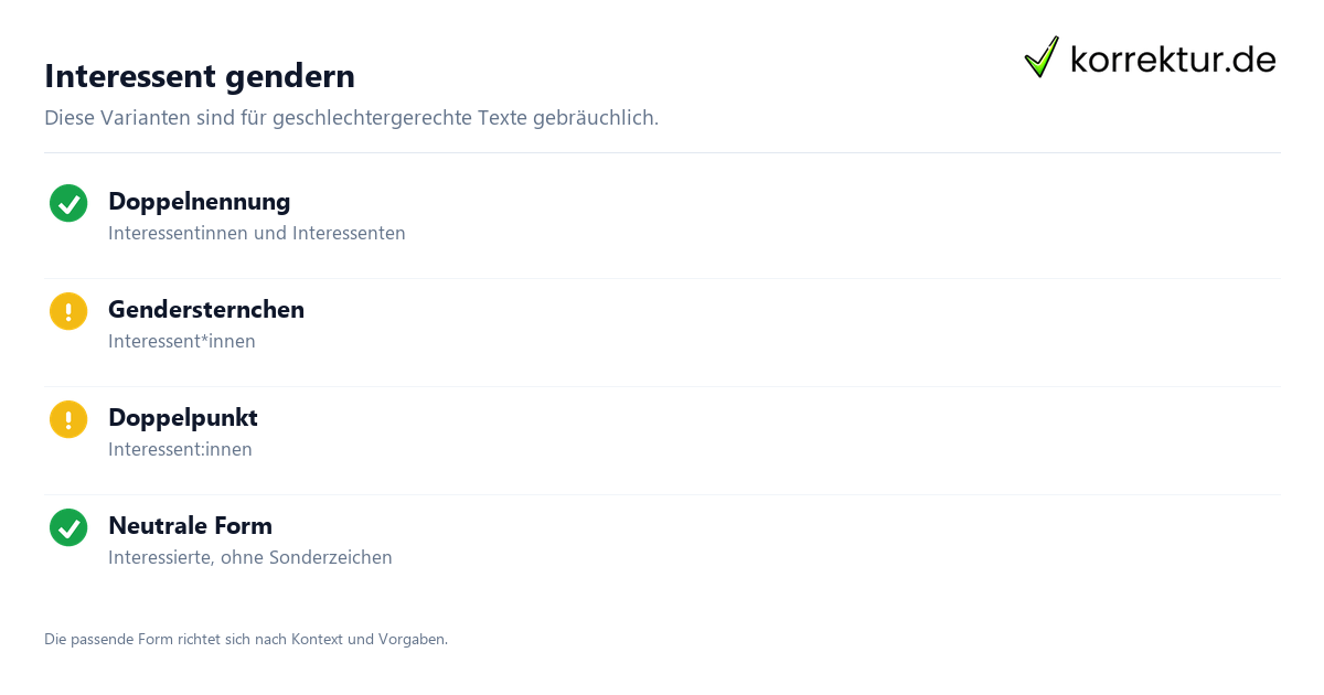 gendern Interessent gendern Interessent: Überblick