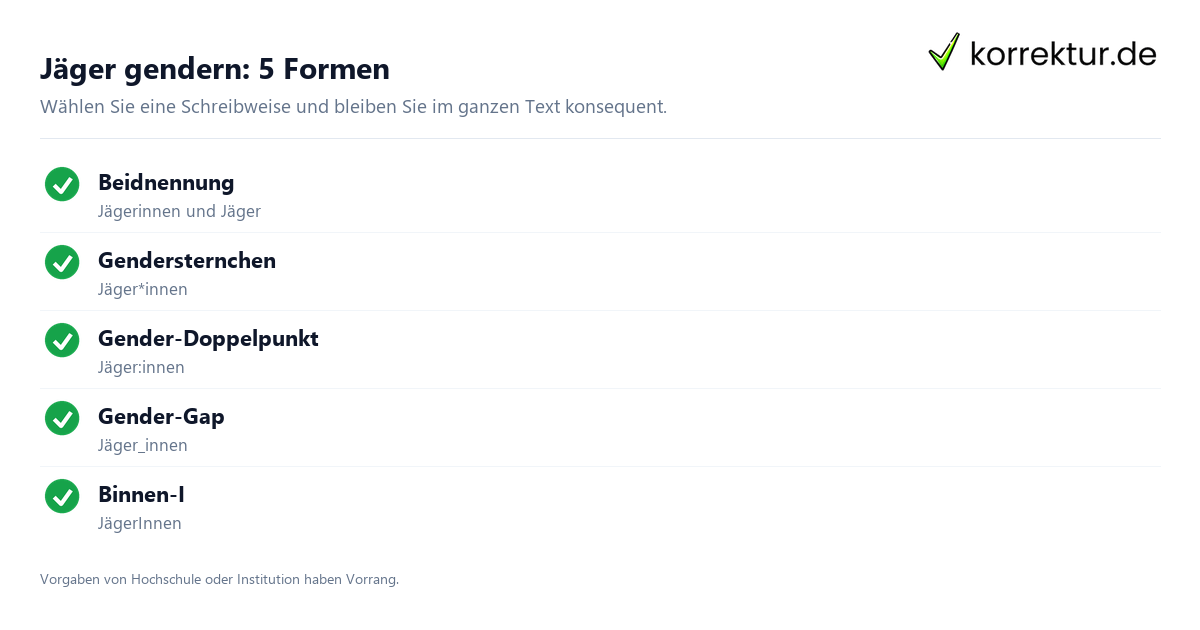 Jäger gendern: anerkannte Schreibweisen im Überblick