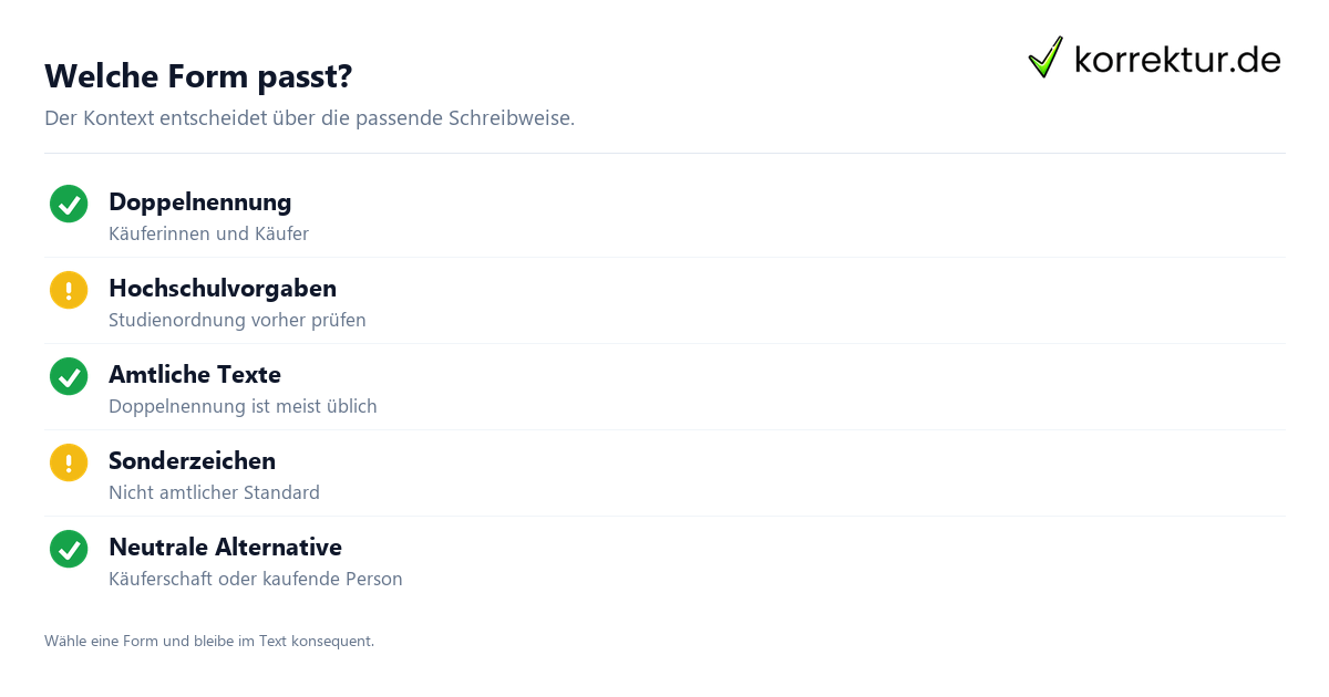 gendern Käufer: Schritte