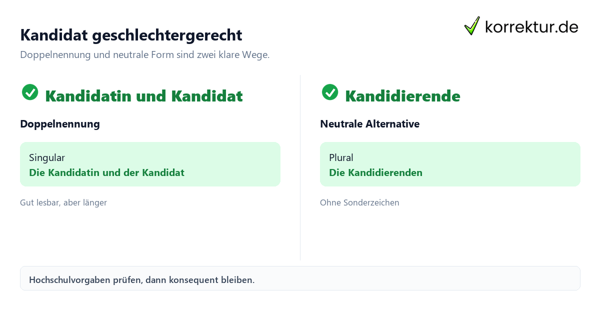 Kandidat gendern Gendern Kandidat: Doppelnennung und neutrale Alternative im Vergleich