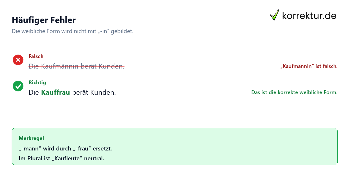 Kaufmann richtig gendern Gendern Kaufmann: korrekte Formen und typische Fehler