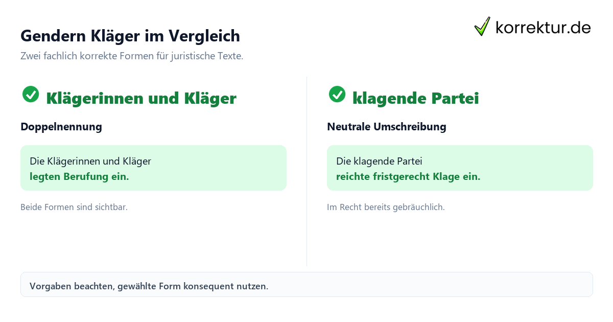 Kläger gendern Gendern Kläger: Formen im direkten Vergleich