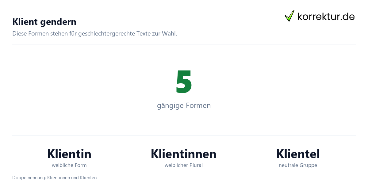 Gendern Klient: Doppelnennung und neutrale Alternative