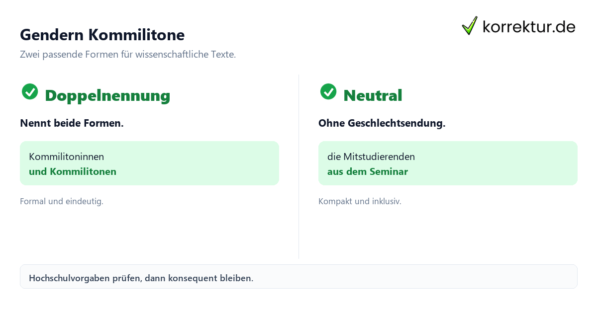 Kommilitonen gendern: Doppelnennung und neutrale Alternative