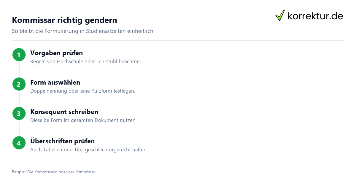 Kommissar richtig gendern gendern Kommissar in wissenschaftlichen Arbeiten