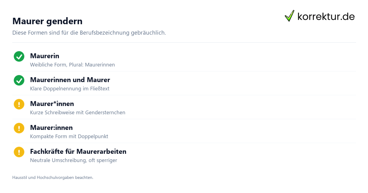 gendern Maurer gendern Maurer: Überblick