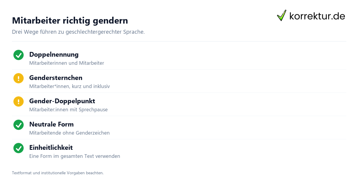 gendern Mitarbeiter gendern Mitarbeiter: Überblick