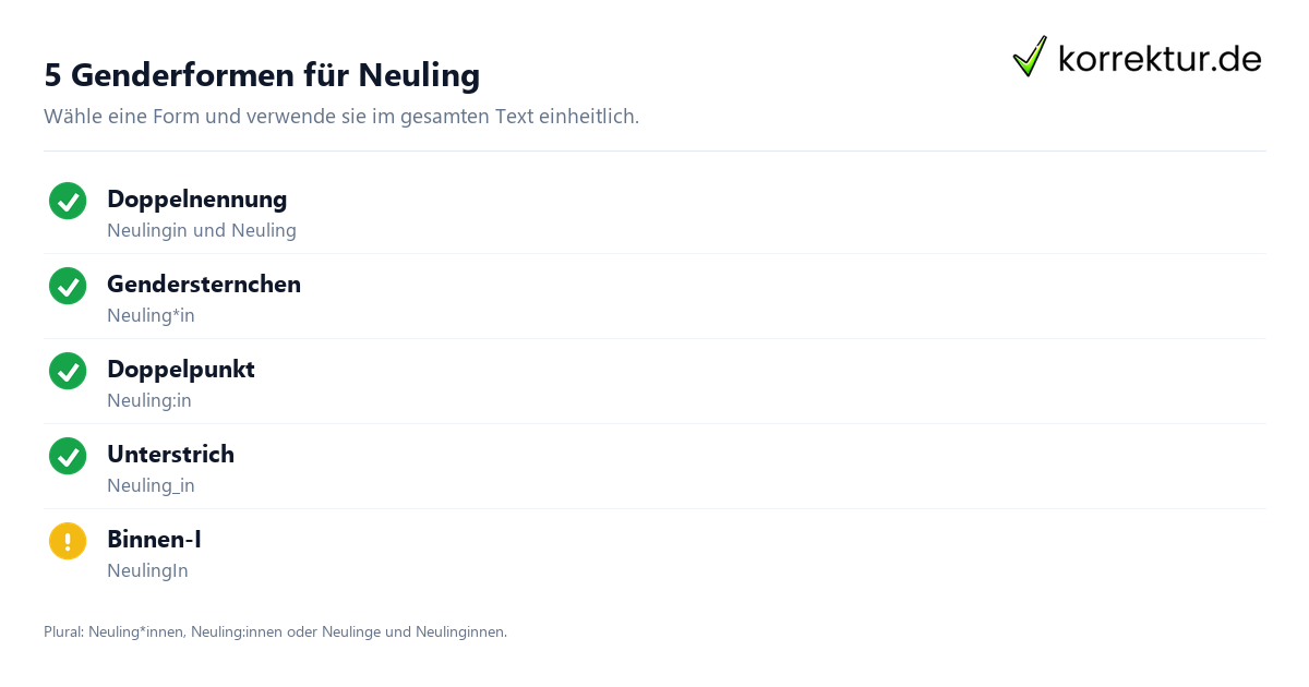 gendern Neuling gendern Neuling: Überblick