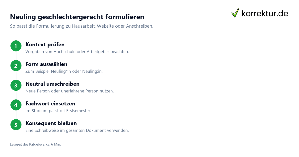 Schritt für Schritt gendern Neuling: Schritte