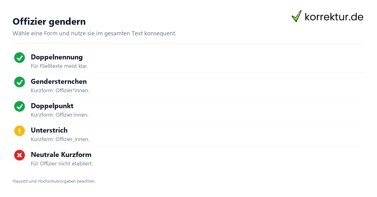 Offizier gendern Gendern Offizier: Offizier*innen im Text, Formen im Überblick