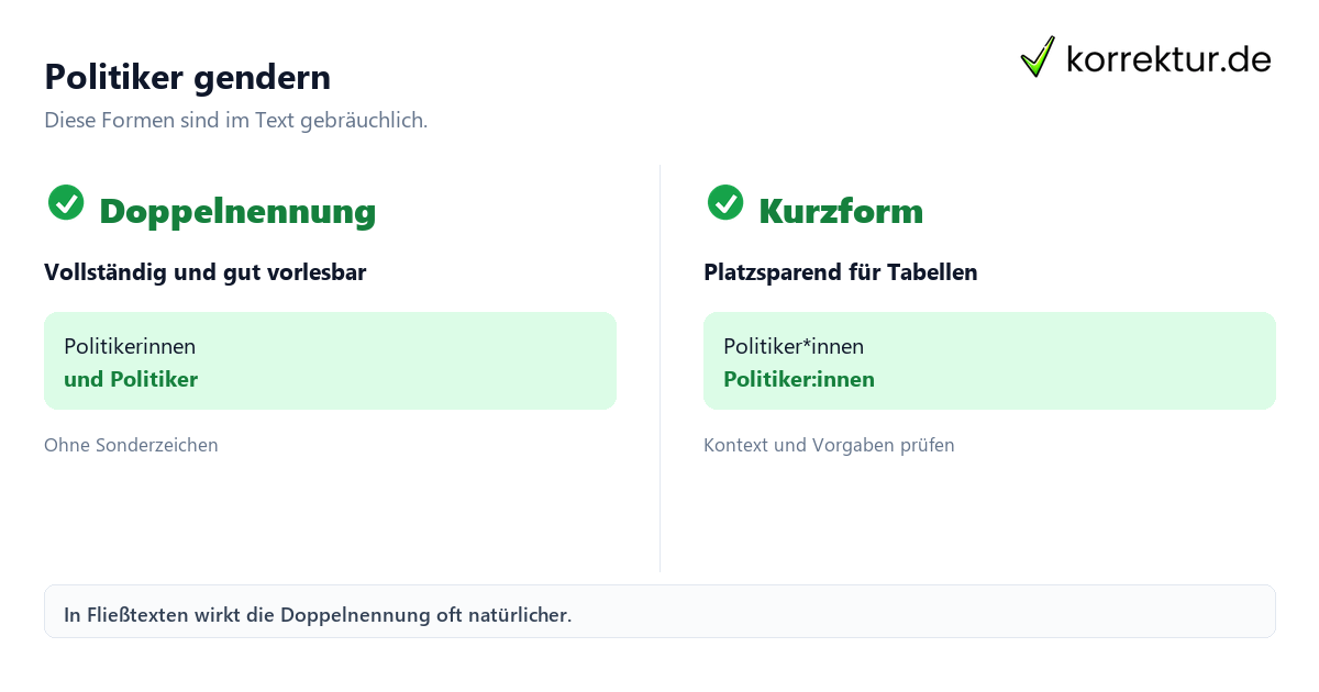 Politiker gendern Gendern Politiker: Politiker*innen im Vergleich zur Doppelnennung