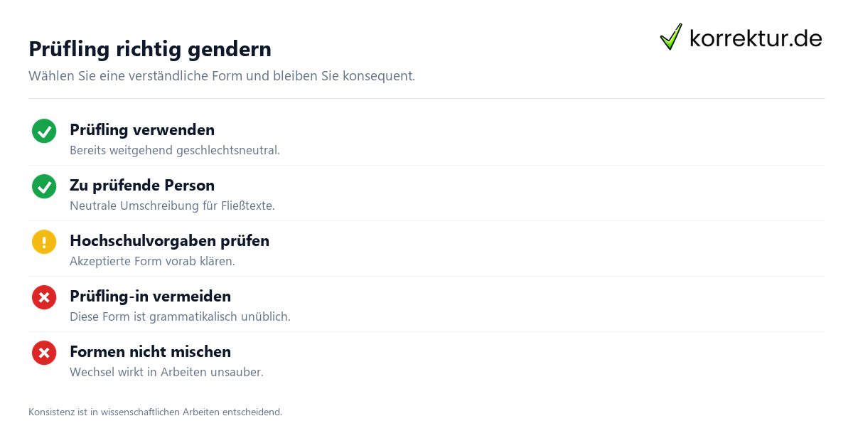 Prüfling richtig gendern Gendern Prüfling: passende Formen und häufige Fehler