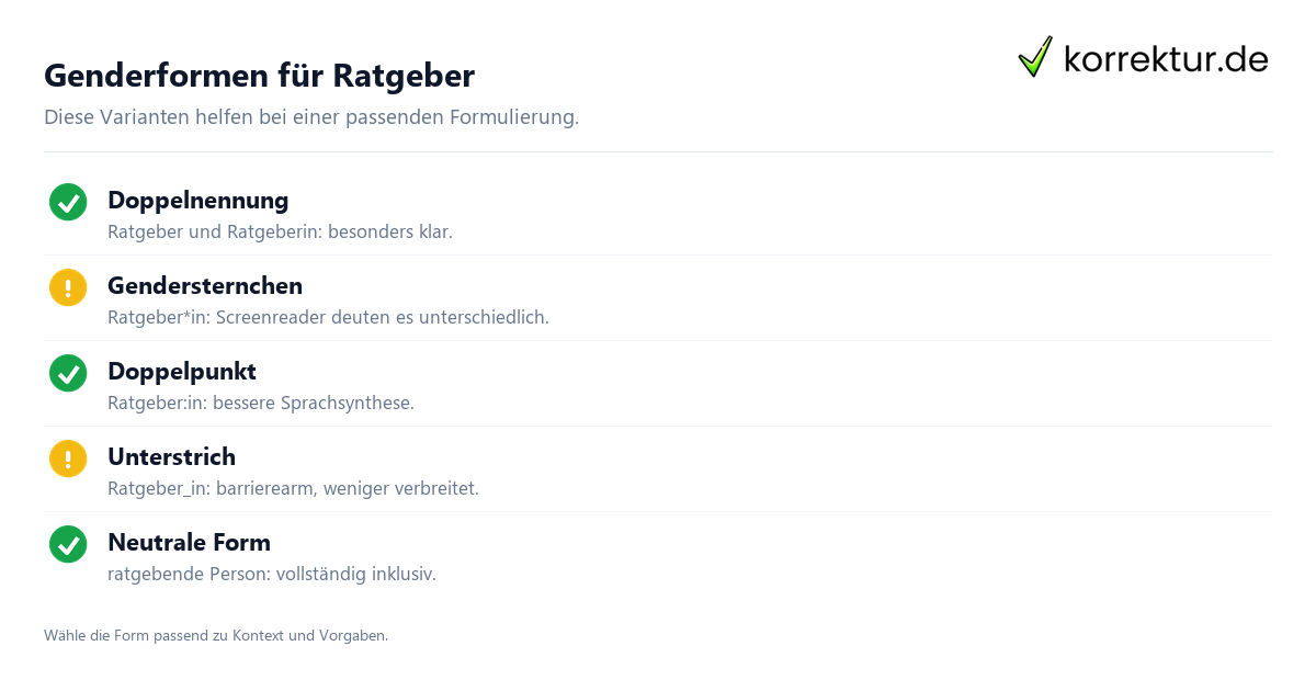 Gendern Ratgeber: Doppelnennung, Ratgeber*in und Doppelpunkt im Überblick