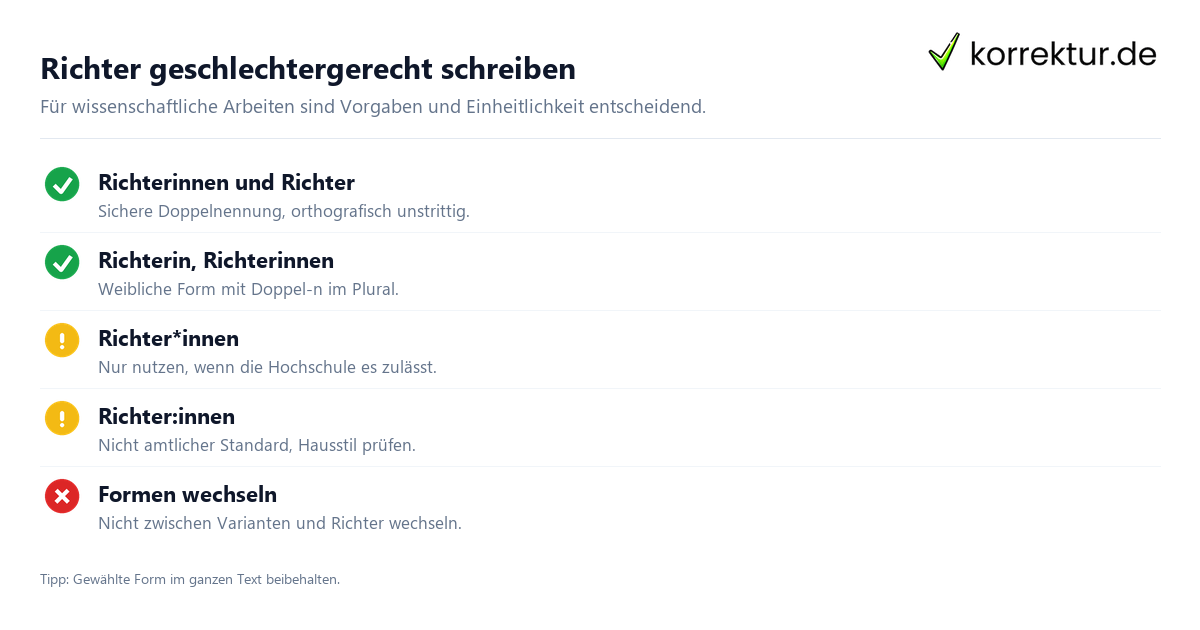 Gendern Richter: Formen im Überblick