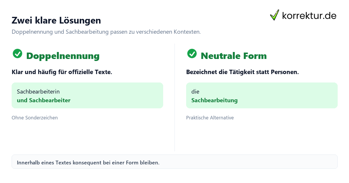 Sachbearbeiter gendern Gendern Sachbearbeiter mit Doppelnennung oder Sachbearbeitung