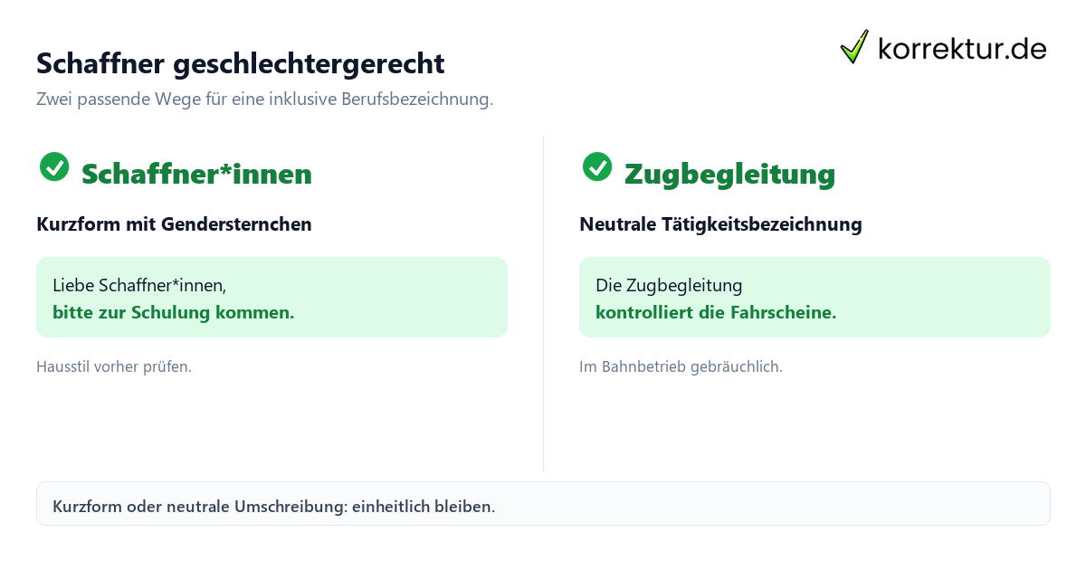 Schaffner geschlechtergerecht Gendern Schaffner: Schaffner*innen und Zugbegleitung im Vergleich