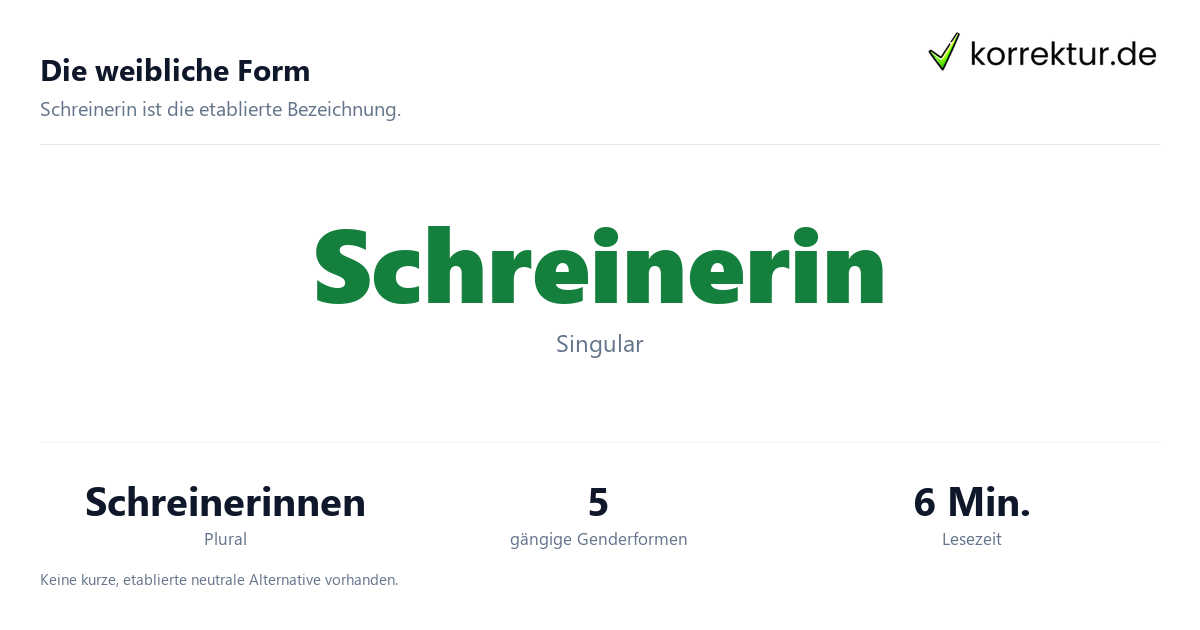 Schritt für Schritt gendern Schreiner: Schritte