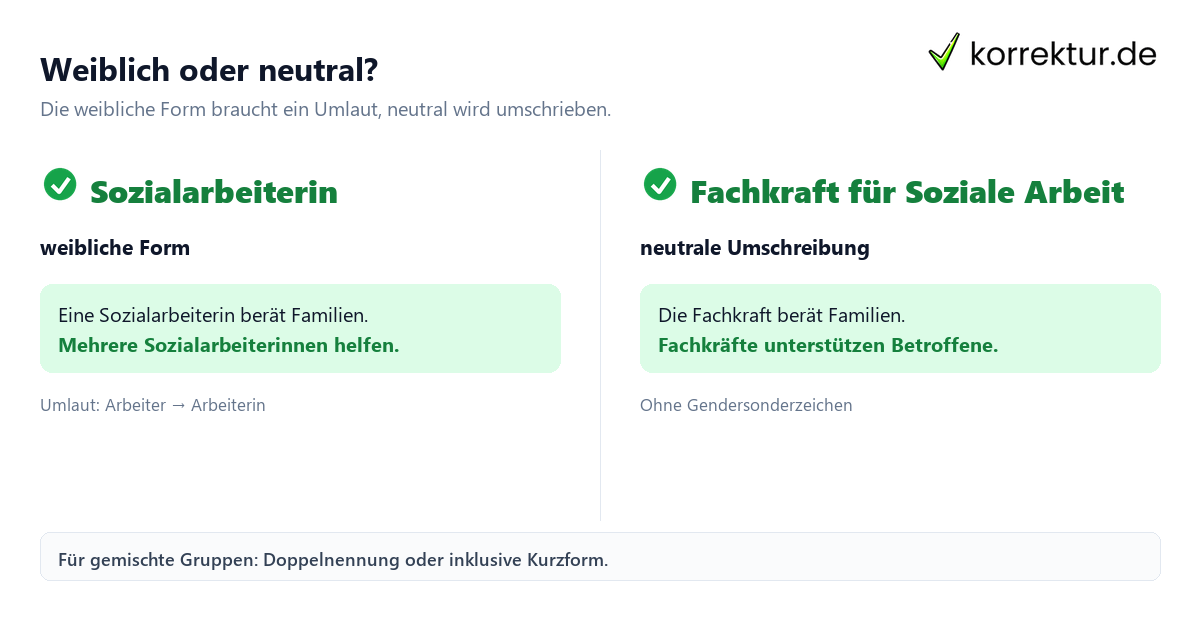 Schritt für Schritt gendern Sozialarbeiter: Schritte