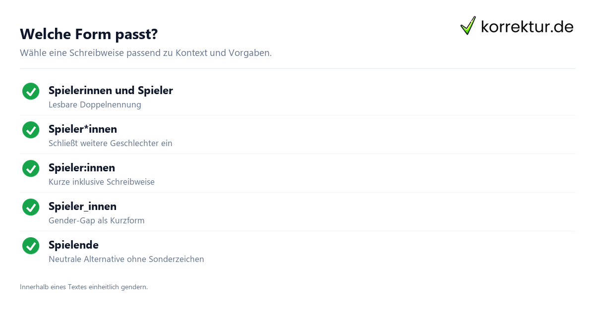 gendern Spieler: Schritte