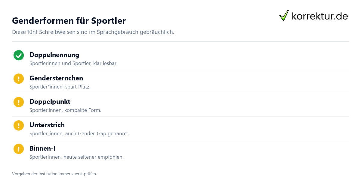gendern Sportler: Überblick
