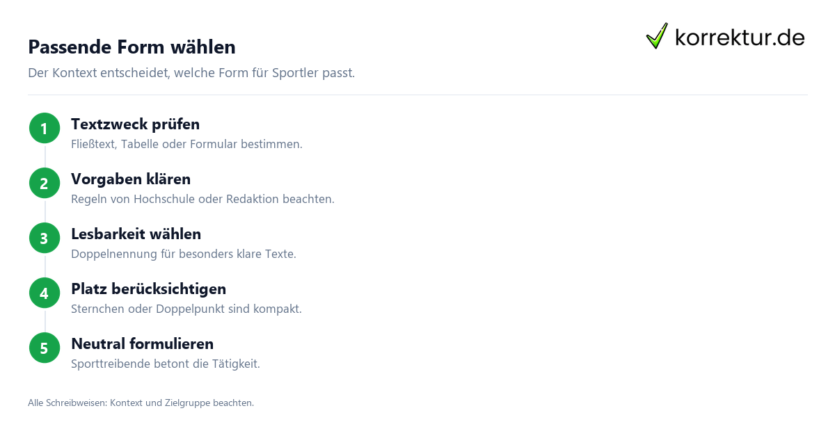 gendern Sportler: Schritte