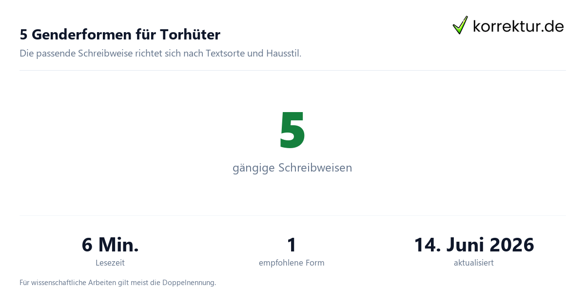 gendern Torhüter gendern Torhüter: Überblick