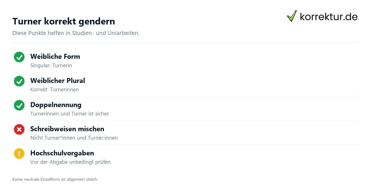 Turner korrekt gendern Gendern Turner: Häufige Fehler und korrekte Formen