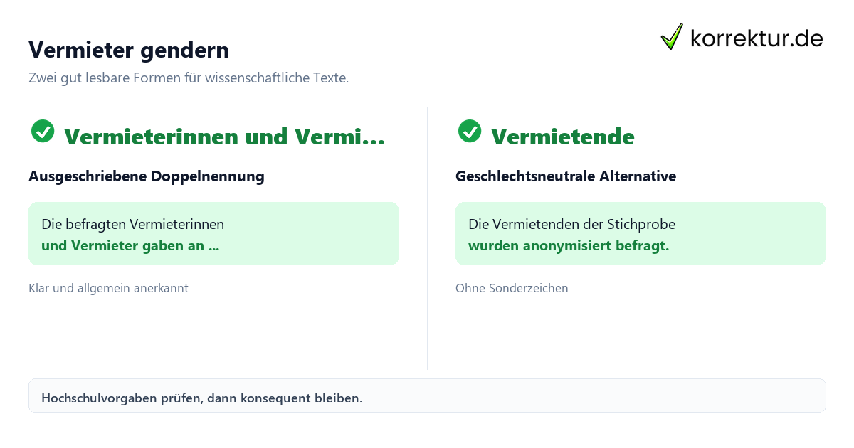 Genderformen für Vermieter gendern Vermieter, passende Genderform wählen