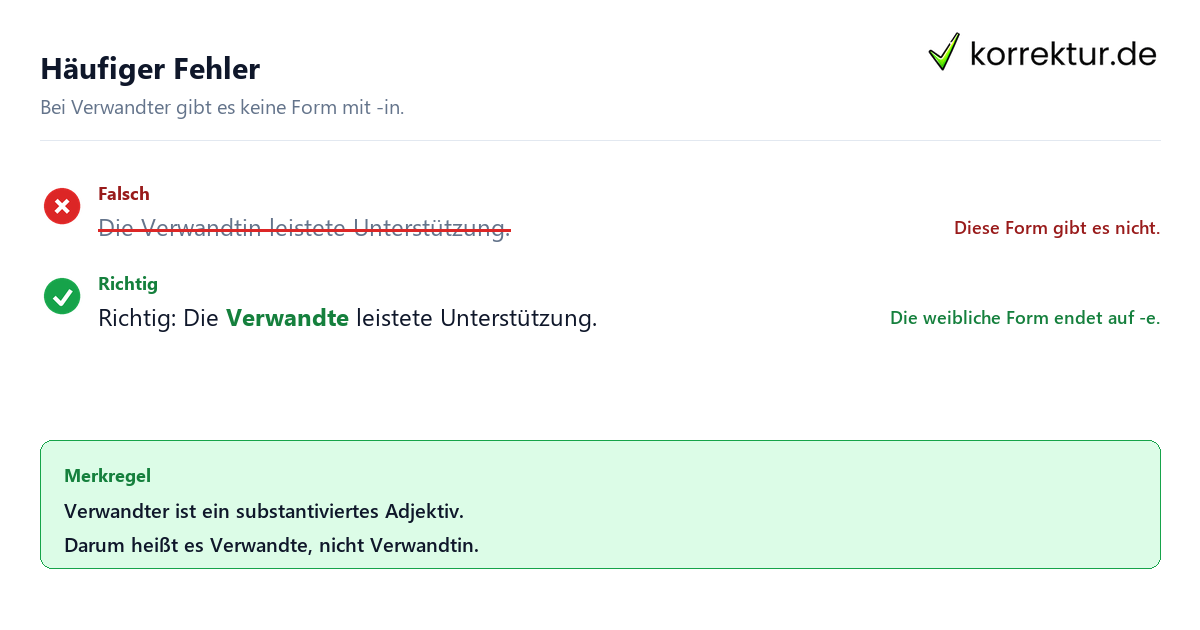 Gendern Verwandter: Fehler Verwandtin vermeiden