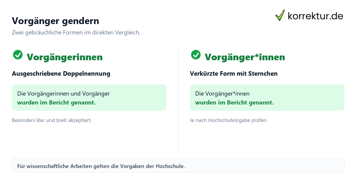 Vorgänger gendern Gendern Vorgänger: Doppelnennung und Gendersternchen im Vergleich