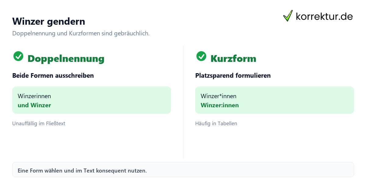 gendern Winzer: Überblick