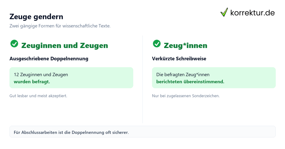 Zeuge gendern Gendern Zeuge: passende Schreibweisen im Überblick
