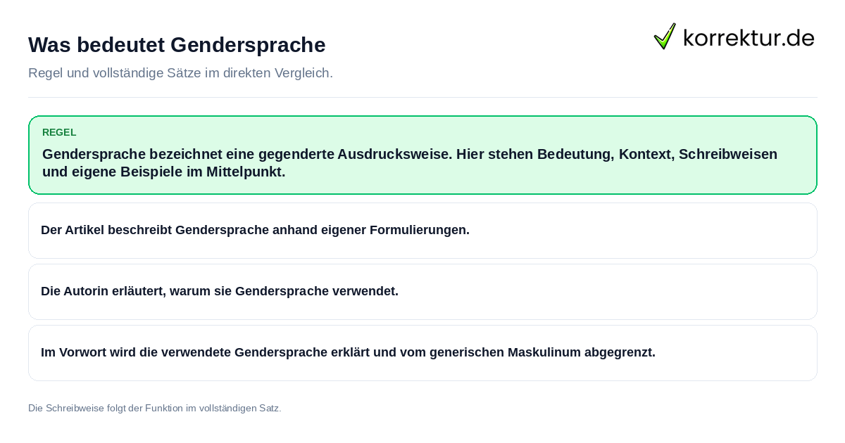 Konkrete Regel und vollständige Beispielsätze zu Was bedeutet Gendersprache