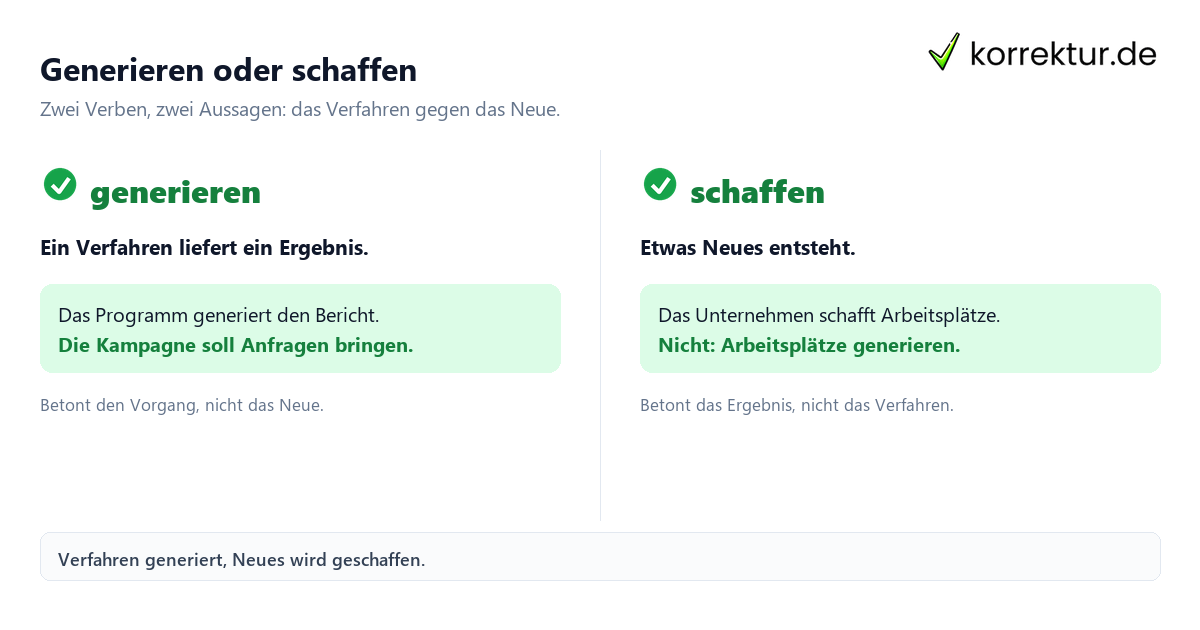 Generieren oder schaffen Generieren Bedeutung: erzeugen versus schaffen im Vergleich