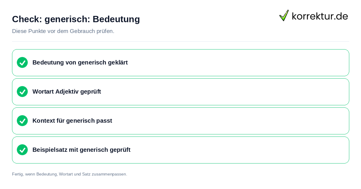 generisch: Bedeutung: Prüfliste mit vier Punkten