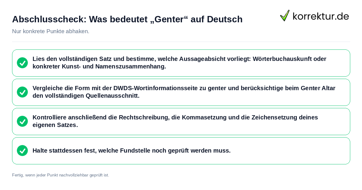 Abschlusscheck: Was bedeutet „Genter“ auf Deutsch Konkreter Abschlusscheck zu Was bedeutet „Genter“ auf Deutsch