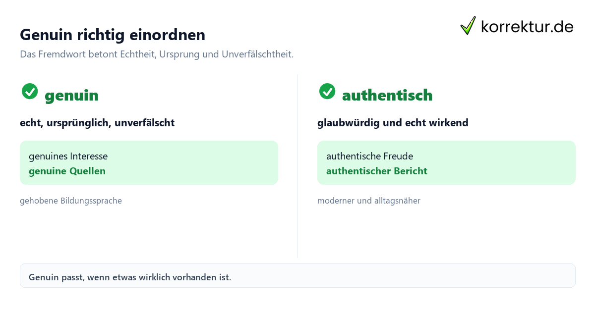 Genuin richtig einordnen genuin Bedeutung: Vergleich mit echt und authentisch