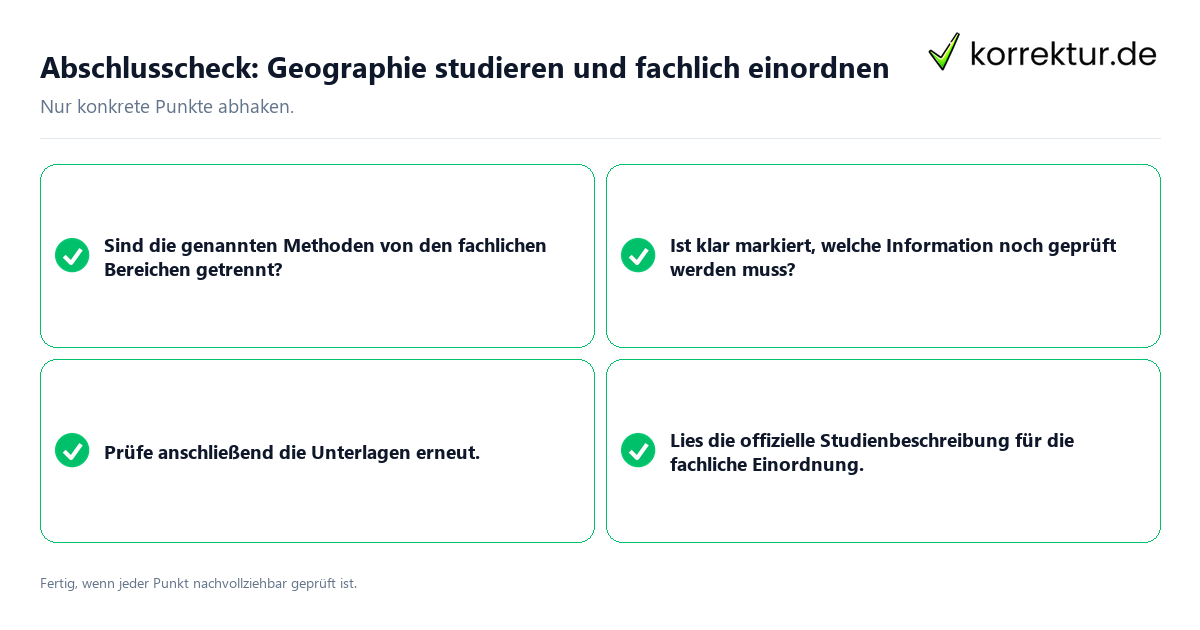 Konkreter Abschlusscheck zu Geographie studieren und fachlich einordnen